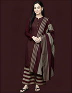 3 Piece Stitched Khaddar Suit - Ready To Wear