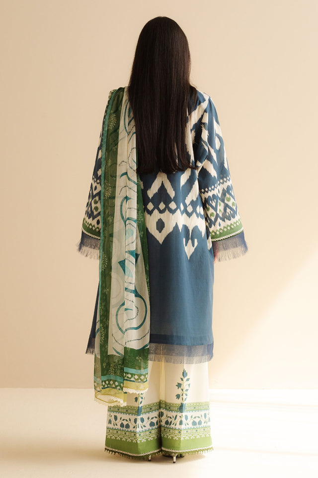 3 Piece Stitched Printed Lawn Suit - Ready To Wear