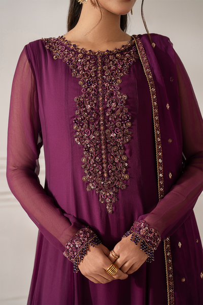3 Piece Stitched Chiffon Suit - Ready To Wear