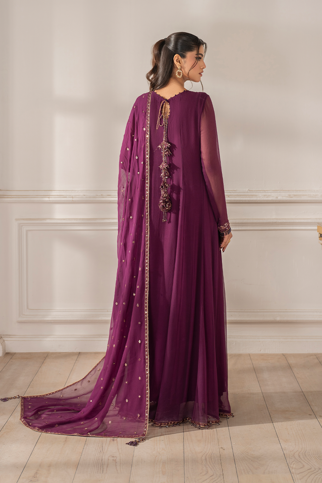 3 Piece Stitched Chiffon Suit - Ready To Wear