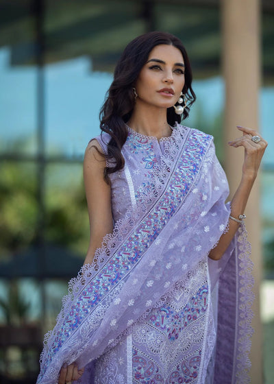 3 Piece Stitched Lavender Lawn Suit - Ready To Wear
