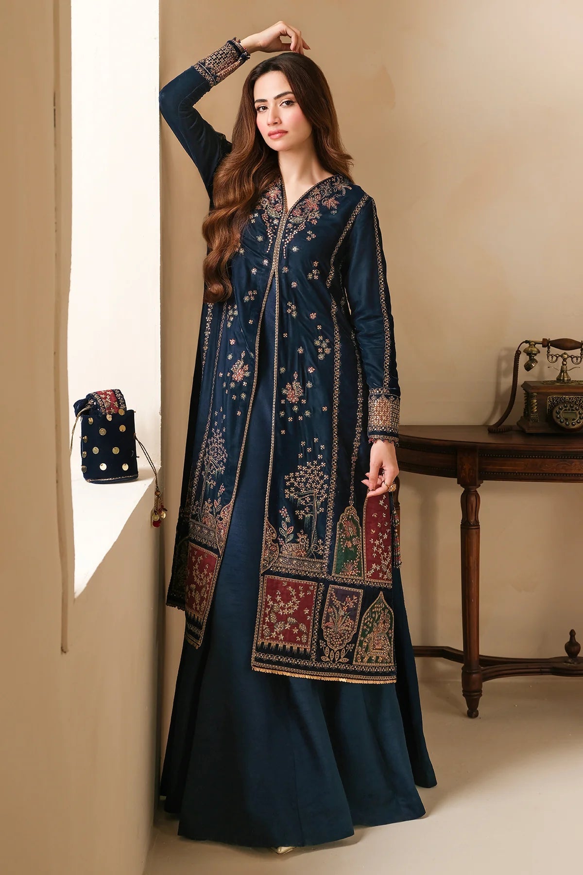 3 Piece Stitched Velvet Embroidery Suit - Ready To Wear