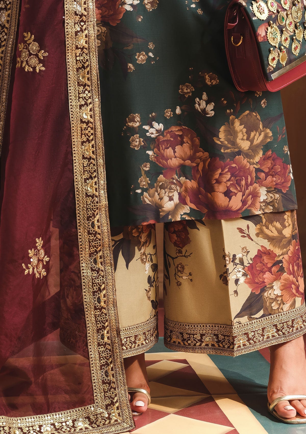 3 Piece Stitched Lawn Suit - Ready To Wear