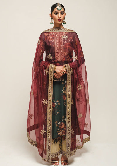 3 Piece Stitched Lawn Suit - Ready To Wear