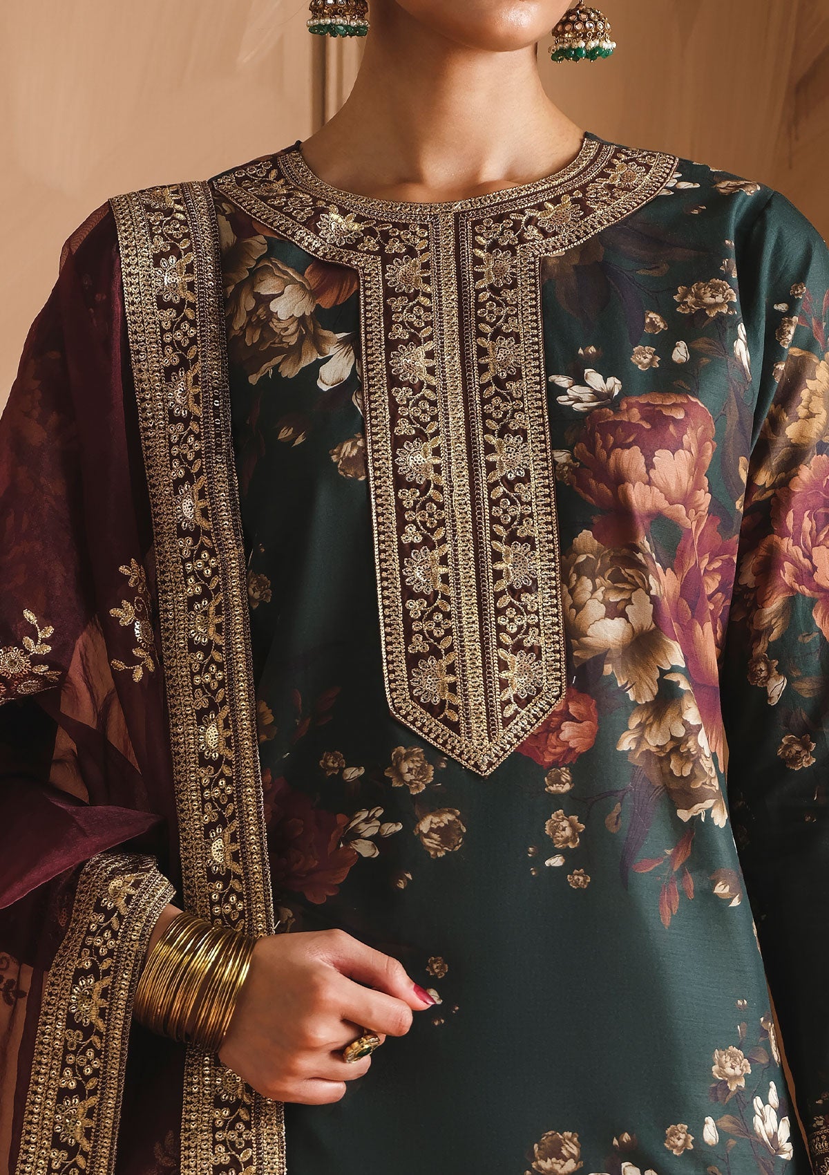 3 Piece Stitched Lawn Suit - Ready To Wear