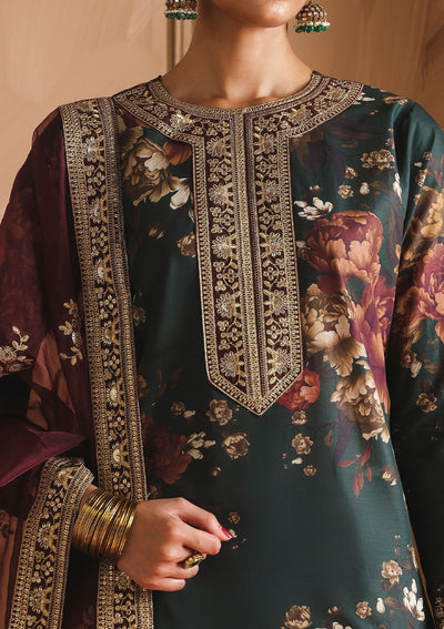 3 Piece Stitched Lawn Suit - Ready To Wear