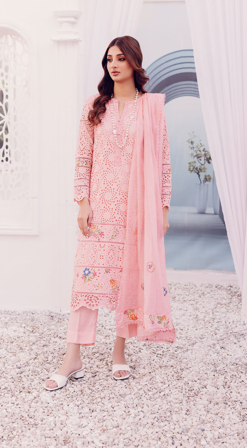 3 Piece Stitched Lawn Suit - Ready To Wear