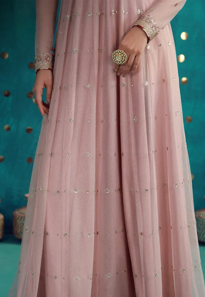 The Dusty Rose: Chiffon Anarkali Gown | Ready To Wear