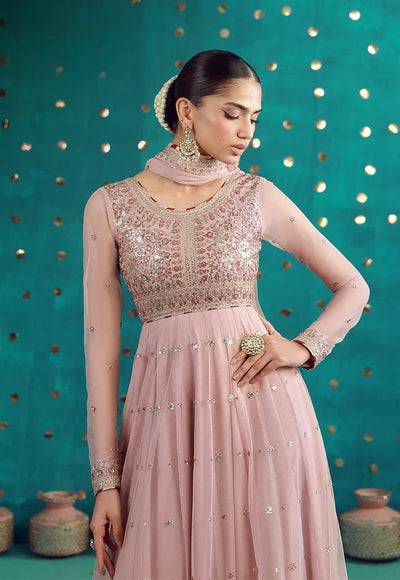 The Dusty Rose: Chiffon Anarkali Gown | Ready To Wear