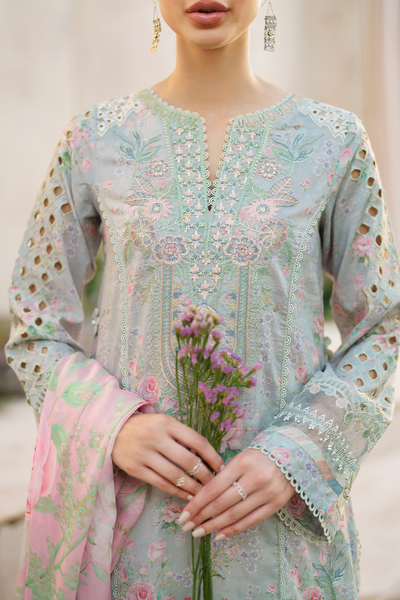 3 Piece Stitched Lawn Embroidery Suit - Ready To Wear