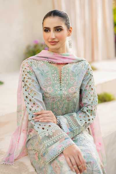 3 Piece Stitched Lawn Embroidery Suit - Ready To Wear