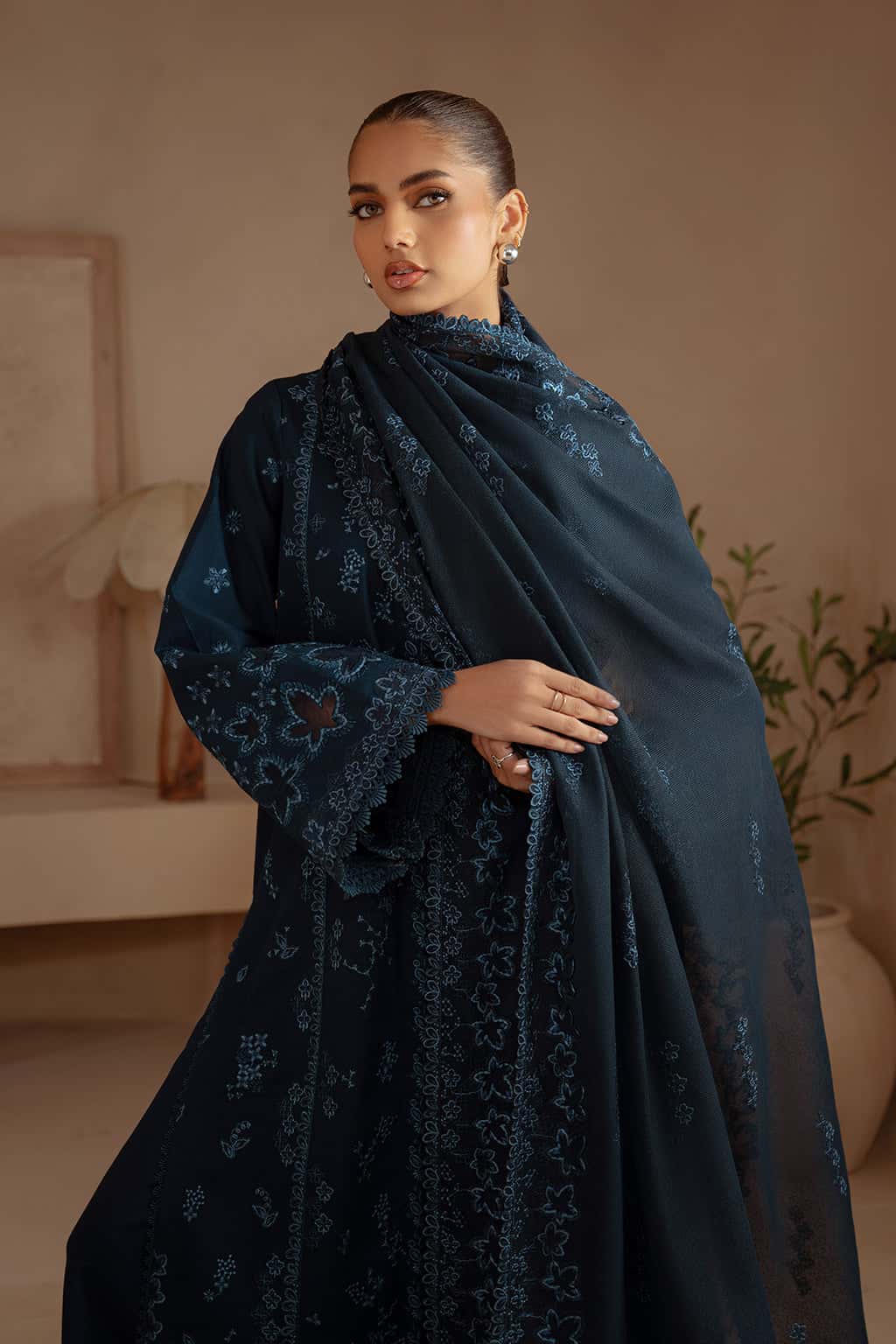 3 Piece Stitched Cotton Fabric Suit - Ready To Wear