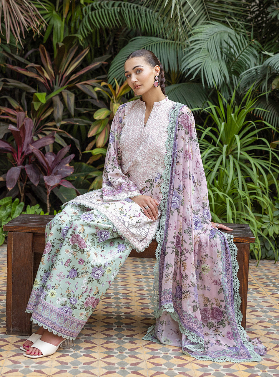 3 Piece Stitched Lawn Suit - Ready To Wear