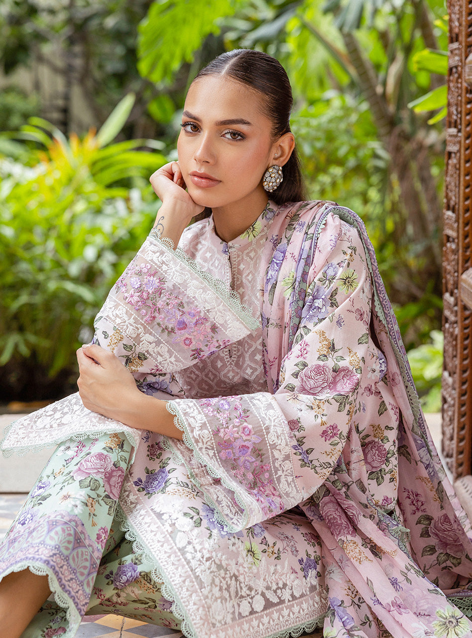 3 Piece Stitched Lawn Suit - Ready To Wear