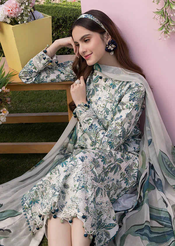 03-Piece Printed Lawn With Chikankari Embroidery Suit - Ready To Wear