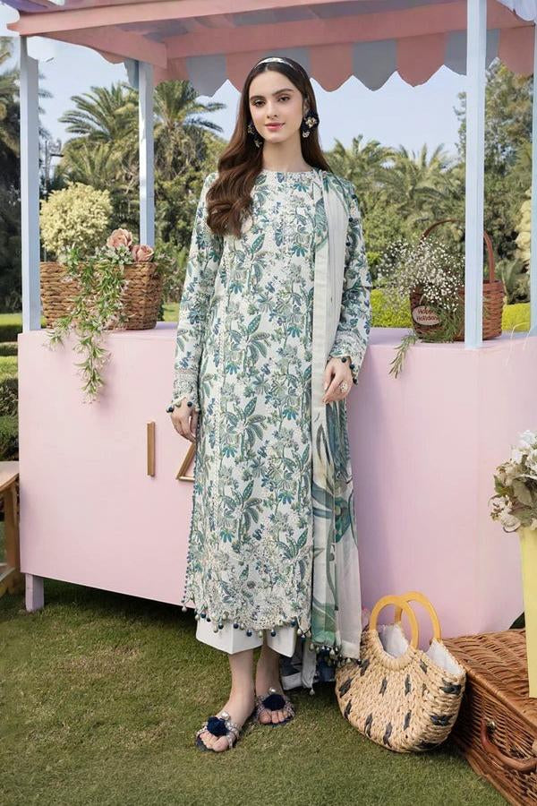 03-Piece Printed Lawn With Chikankari Embroidery Suit - Ready To Wear