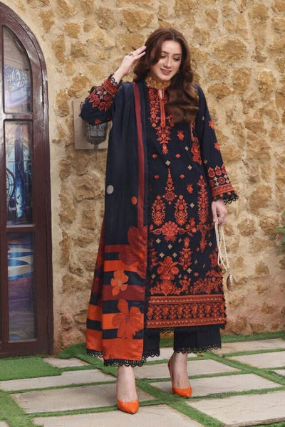 03-Piece Khaddar Suit With Thread Embroidery - Ready To Wear