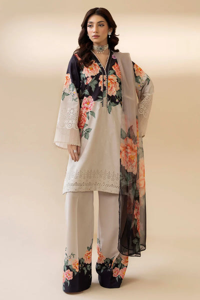 03-Piece Digital Printed Lawn With Chikankari Embroidery Suit - Ready To Wear