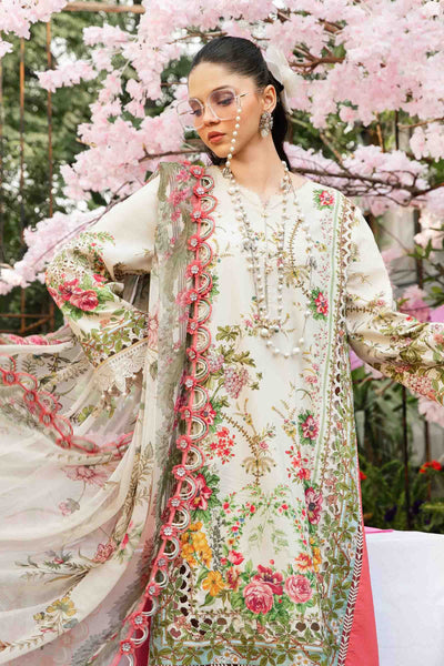 3 Piece Stitched Lawn Embroidery Organza Suit - Ready To Wear