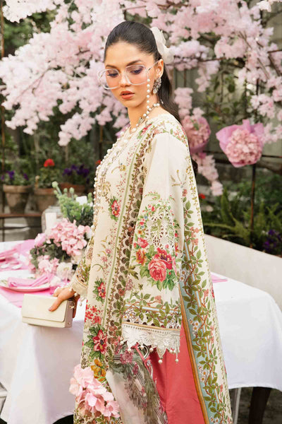 3 Piece Stitched Lawn Embroidery Organza Suit - Ready To Wear
