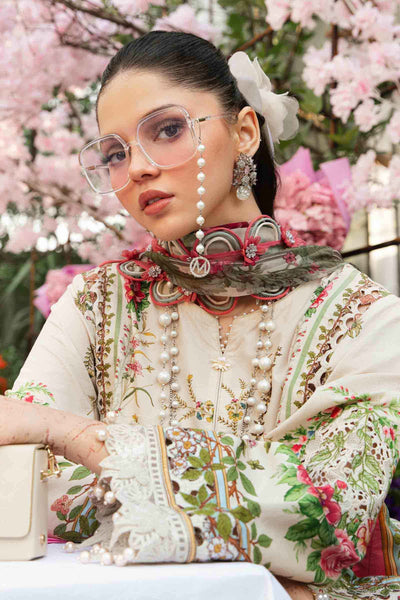 3 Piece Stitched Lawn Embroidery Organza Suit - Ready To Wear