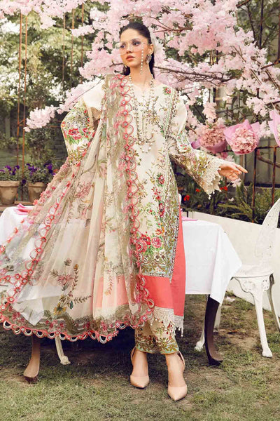 3 Piece Stitched Lawn Embroidery Organza Suit - Ready To Wear