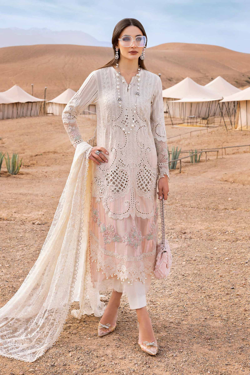 3 Piece Stitched Lawn Embroidery Suit - Ready To Wear