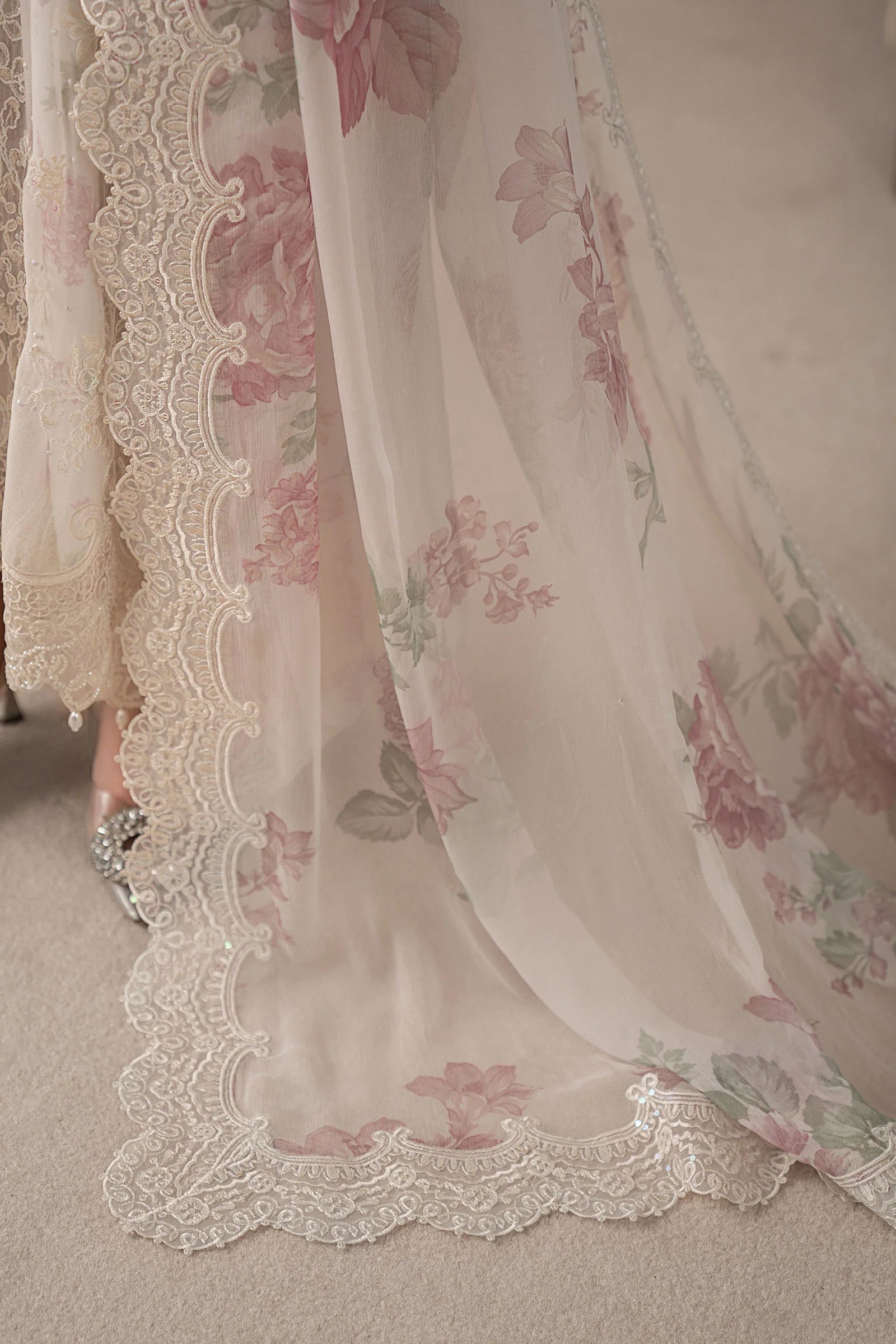 03-Piece Chiffon Suit With Embroidery - Ready To Wear