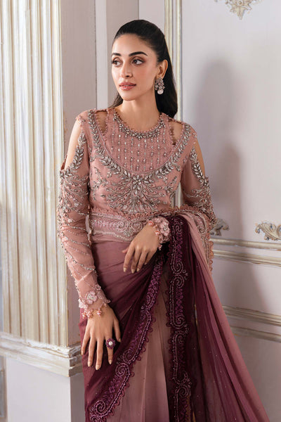 Stitched Embroidered Chiffon Saare - Ready To Wear