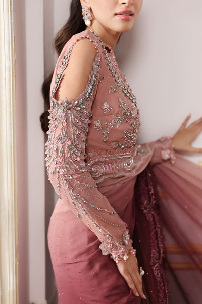 Stitched Embroidered Chiffon Saare - Ready To Wear