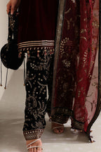 3 Piece Stitched Embroidered Velvet Suit - Ready To Wear