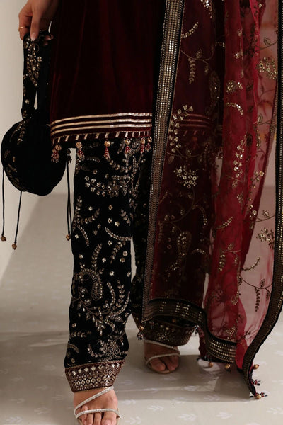 3 Piece Stitched Embroidered Velvet Suit - Ready To Wear