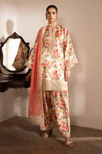 3 Piece Stitched Silk Suit - Ready To Wear