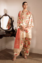 3 Piece Stitched Silk Suit - Ready To Wear