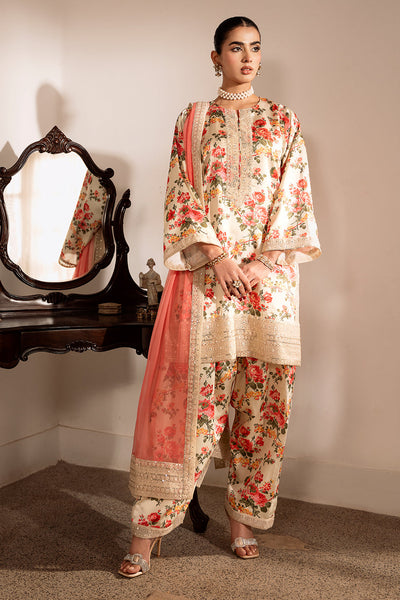 3 Piece Stitched Silk Suit - Ready To Wear