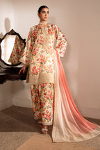 3 Piece Stitched Silk Suit - Ready To Wear