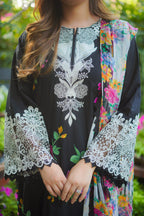 3 Piece Stitched Lawn Suit - Ready To Wear