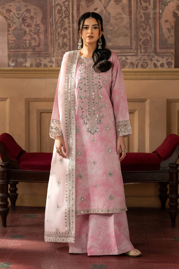 3 Piece Stitched Lawn Silk Suit - Ready To Wear