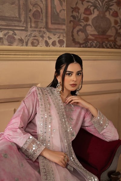 3 Piece Stitched Lawn Silk Suit - Ready To Wear
