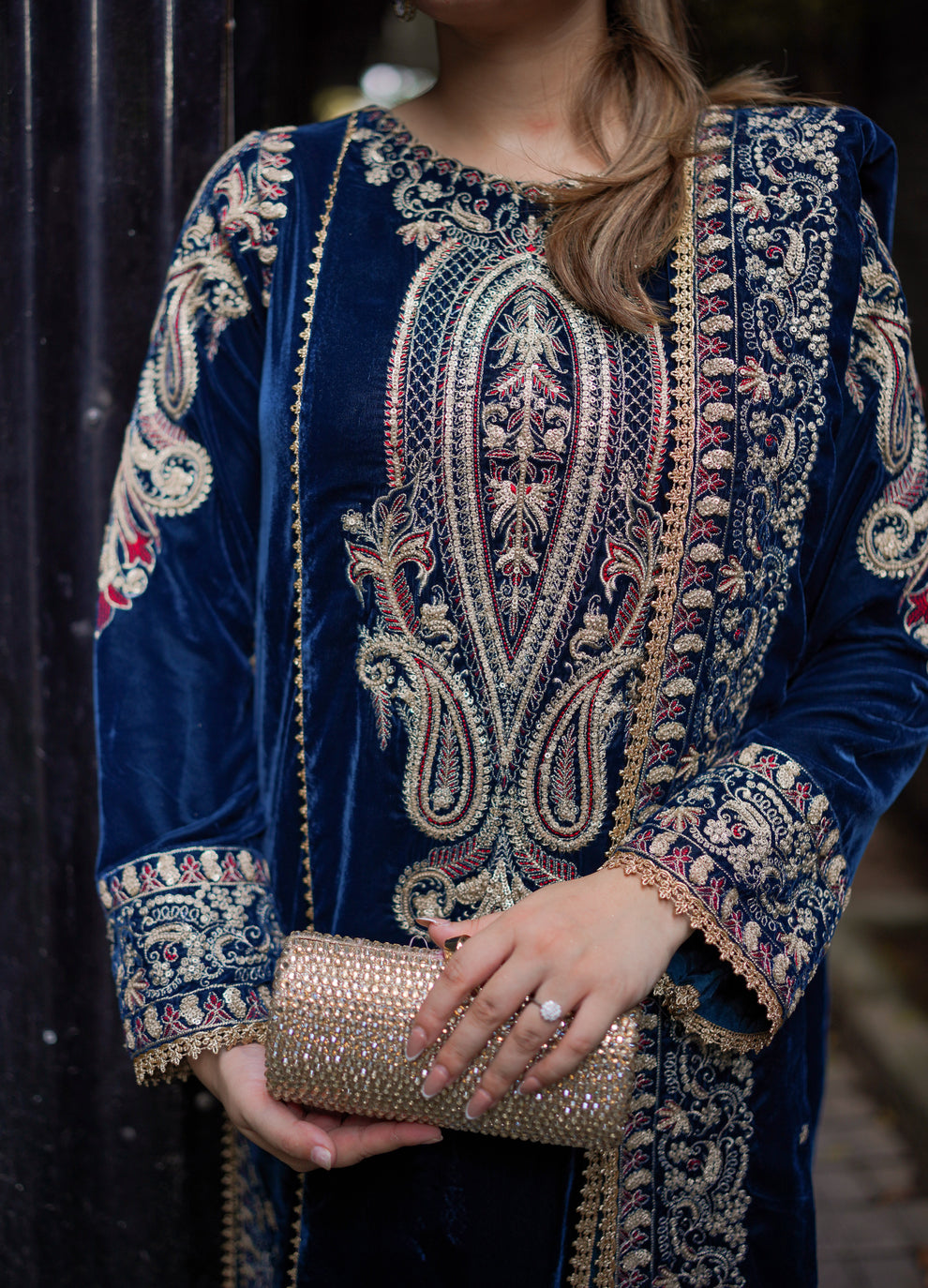 3 Piece Stitched Velvet Suit - Ready To Wear