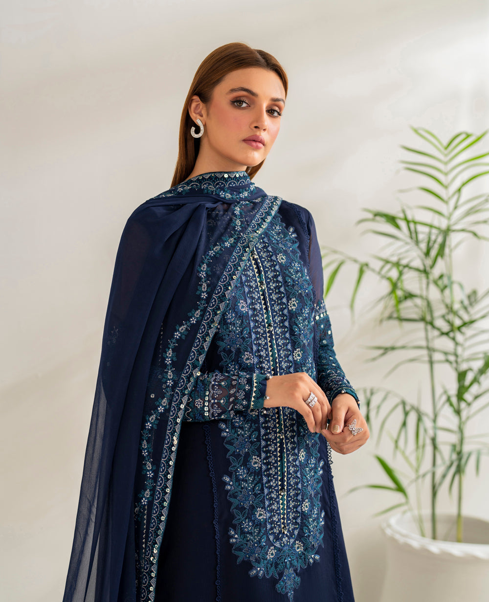 3 Piece Stitched Chiffon Suit - Ready To Wear