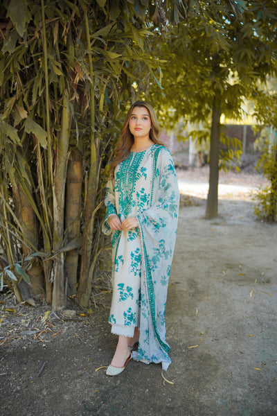 3 Piece Stitched Silk Suit - Ready To Wear