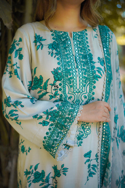 3 Piece Stitched Silk Suit - Ready To Wear