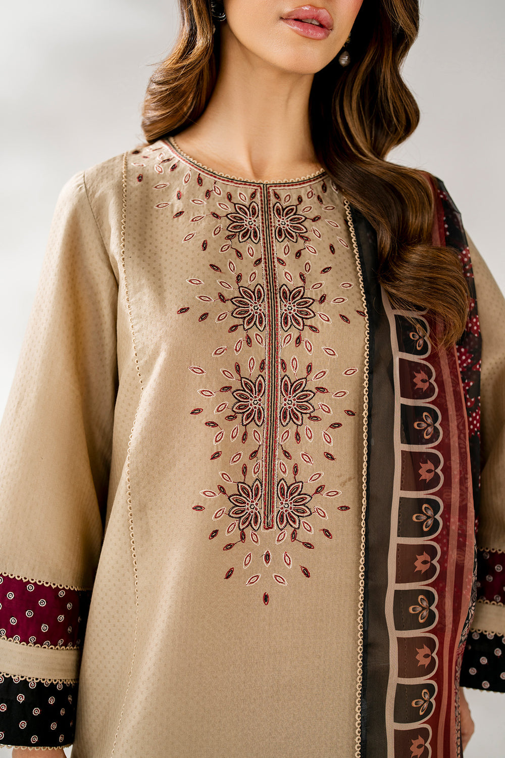 3 Piece Stitched Dhanak Suit - Ready To Wear