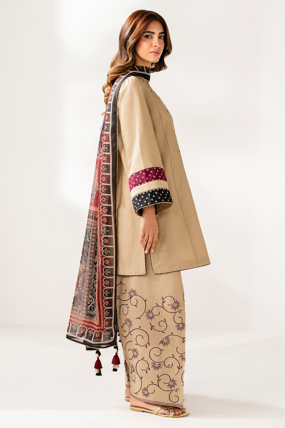 3 Piece Stitched Dhanak Suit - Ready To Wear