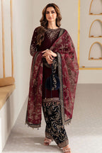 3 Piece Stitched Embroidered Velvet Suit - Ready To Wear