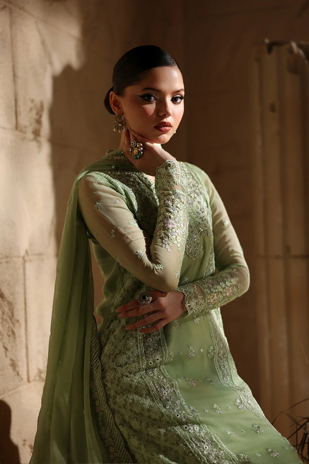 03-Piece Chiffon Suit With Embroidery - Ready To Wear