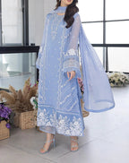 3 Piece Stitched Organza Full Embroidered Suit - Ready To Wear