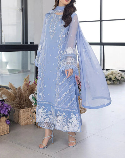3 Piece Stitched Organza Full Embroidered Suit - Ready To Wear