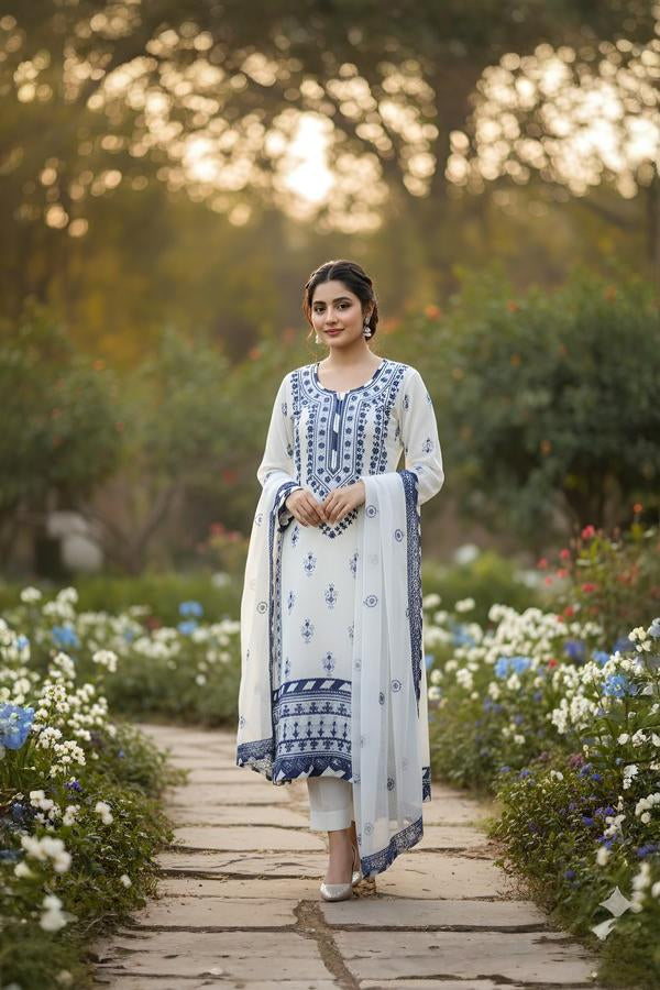 3 Piece Stitched Designer Dress - Ready To Wear